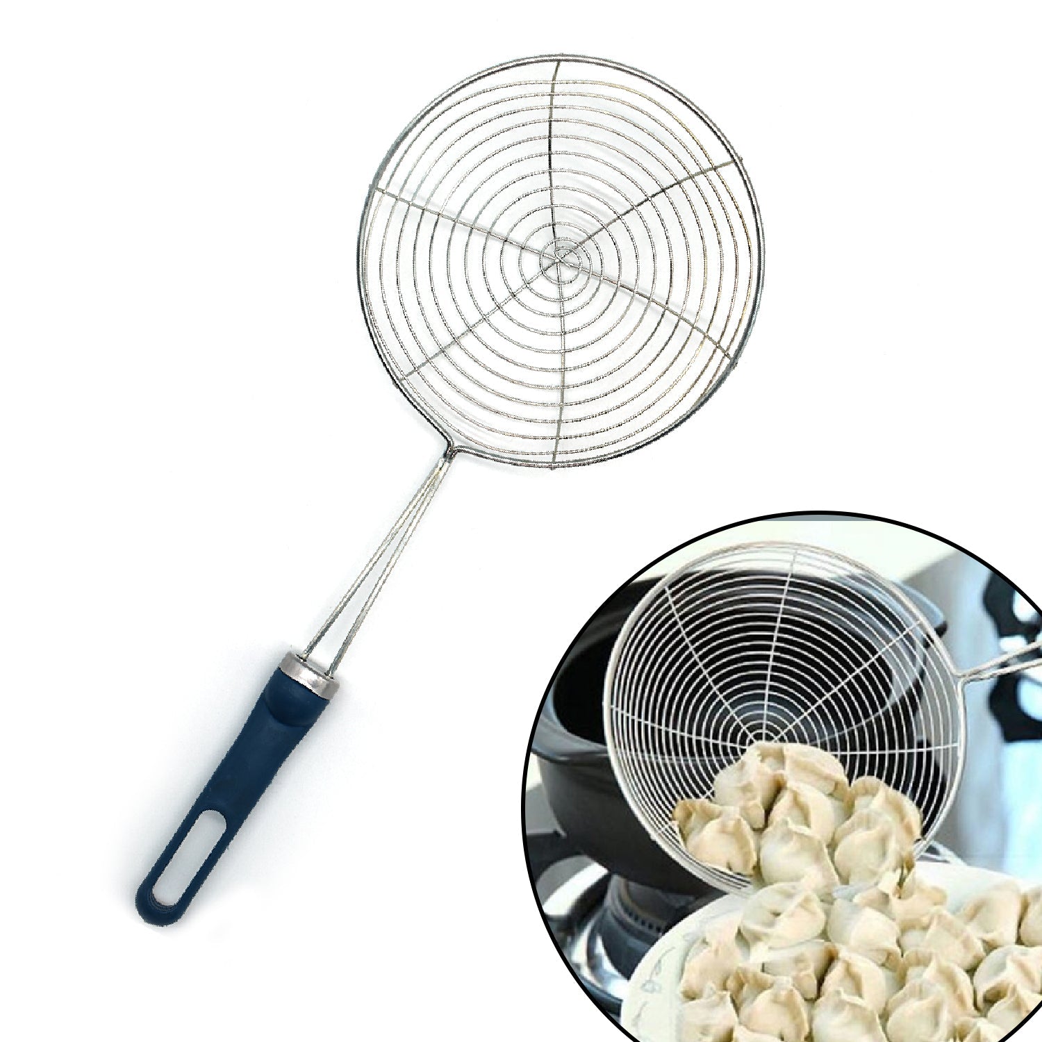 Deep fry strainer with mesh