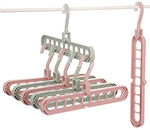 View of plastic hangers with nine holes and anti-slip feature.