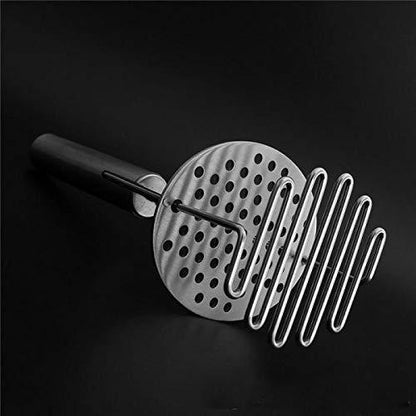 Stainless steel hand masher for mashing potatoes and vegetables