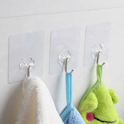 Durable stainless steel hooks for wall mounting with adhesive backing