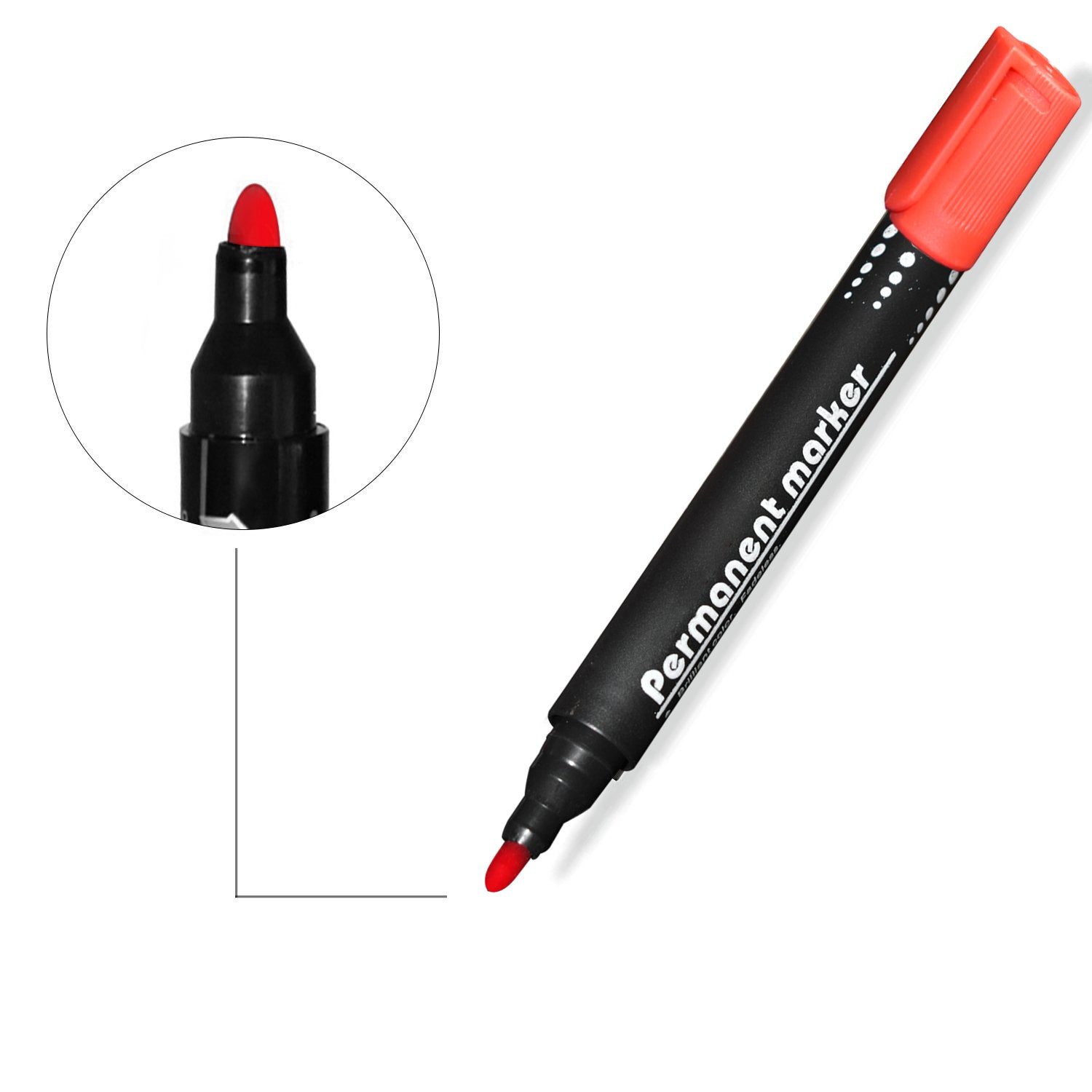 Red permanent markers with fine tip for whiteboards