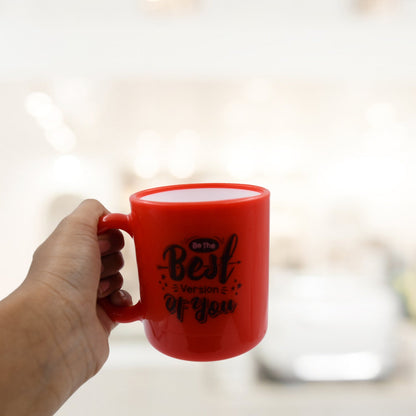 Elegant coffee mug for beverages, includes a spoon