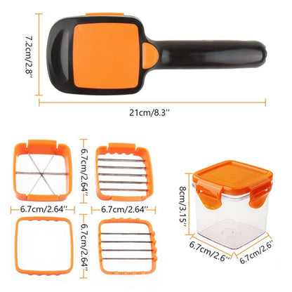 Convenient kitchen tool for quick slicing and dicing.