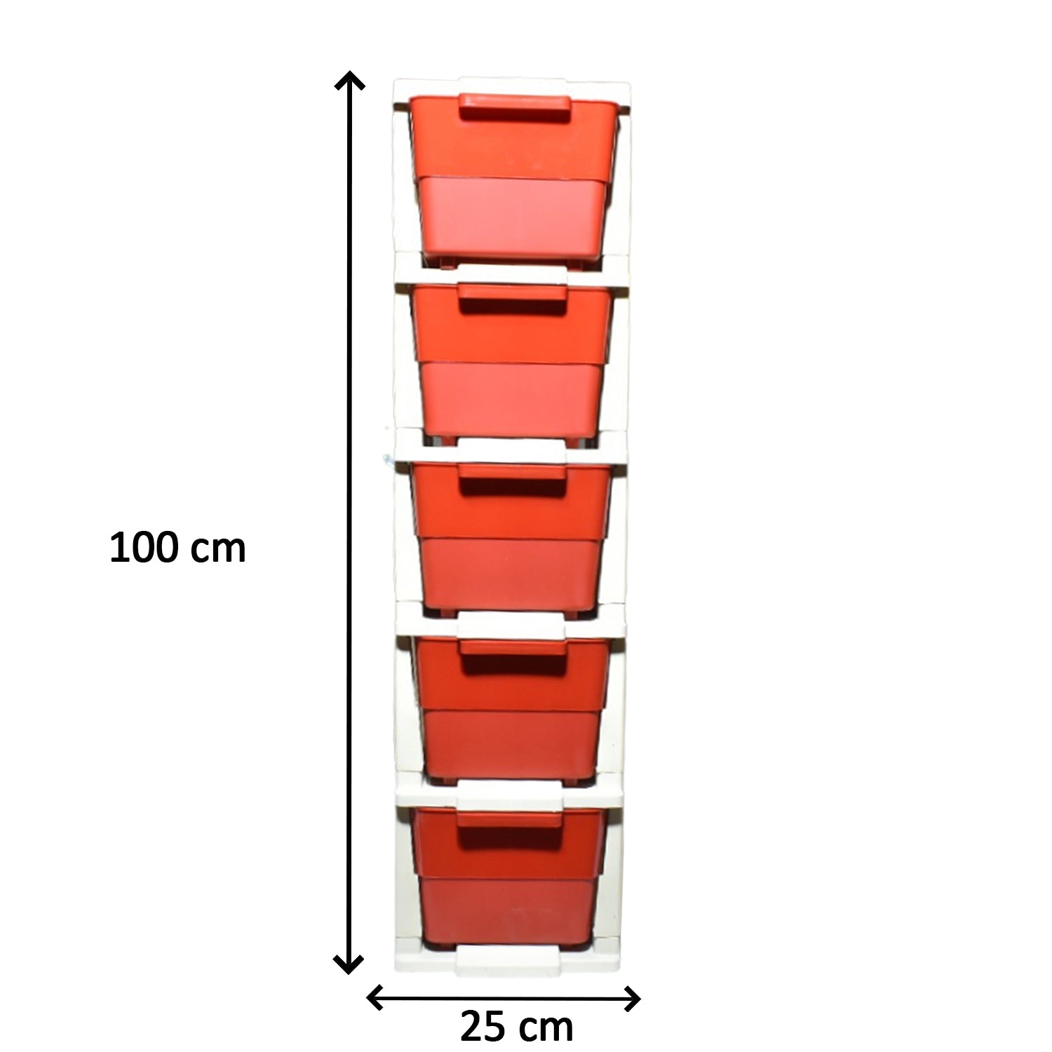 Compact 5-layer modular drawer storage for organizing various household items.