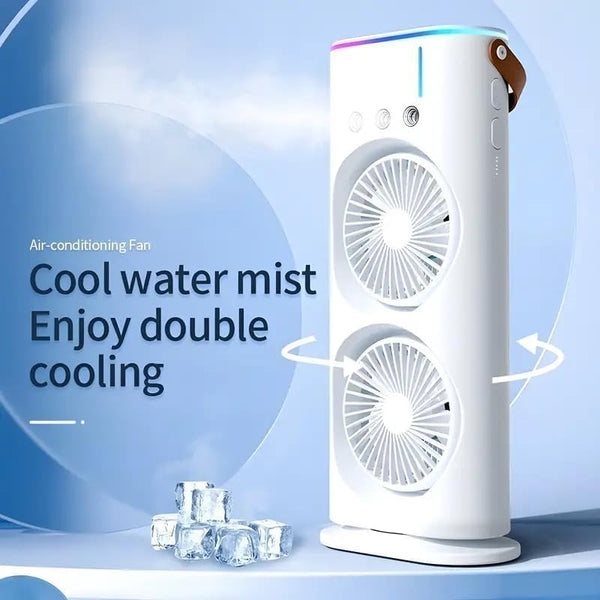 Portable Dual Fan Tower with Wide Wind Coverage, Strong Airflow, _White