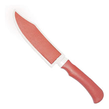 Kitchen knife with plastic blade cover.