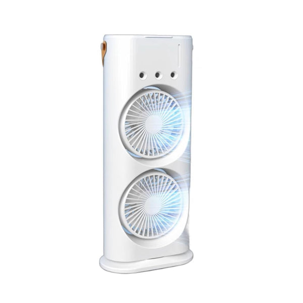 Portable Dual Fan Tower with Wide Wind Coverage, Strong Airflow, _White