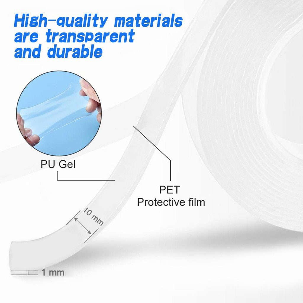 Reusable and washable double-sided gel tape