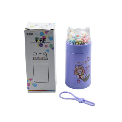 Sequin glass water bottle with cat design.