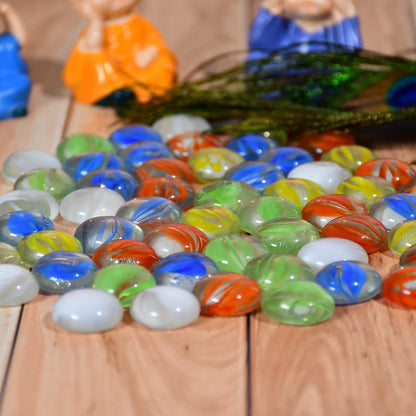 Flat round glass marbles