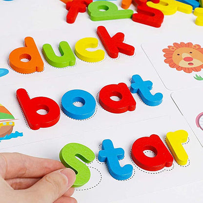 Magnetic alphabet letters on a board