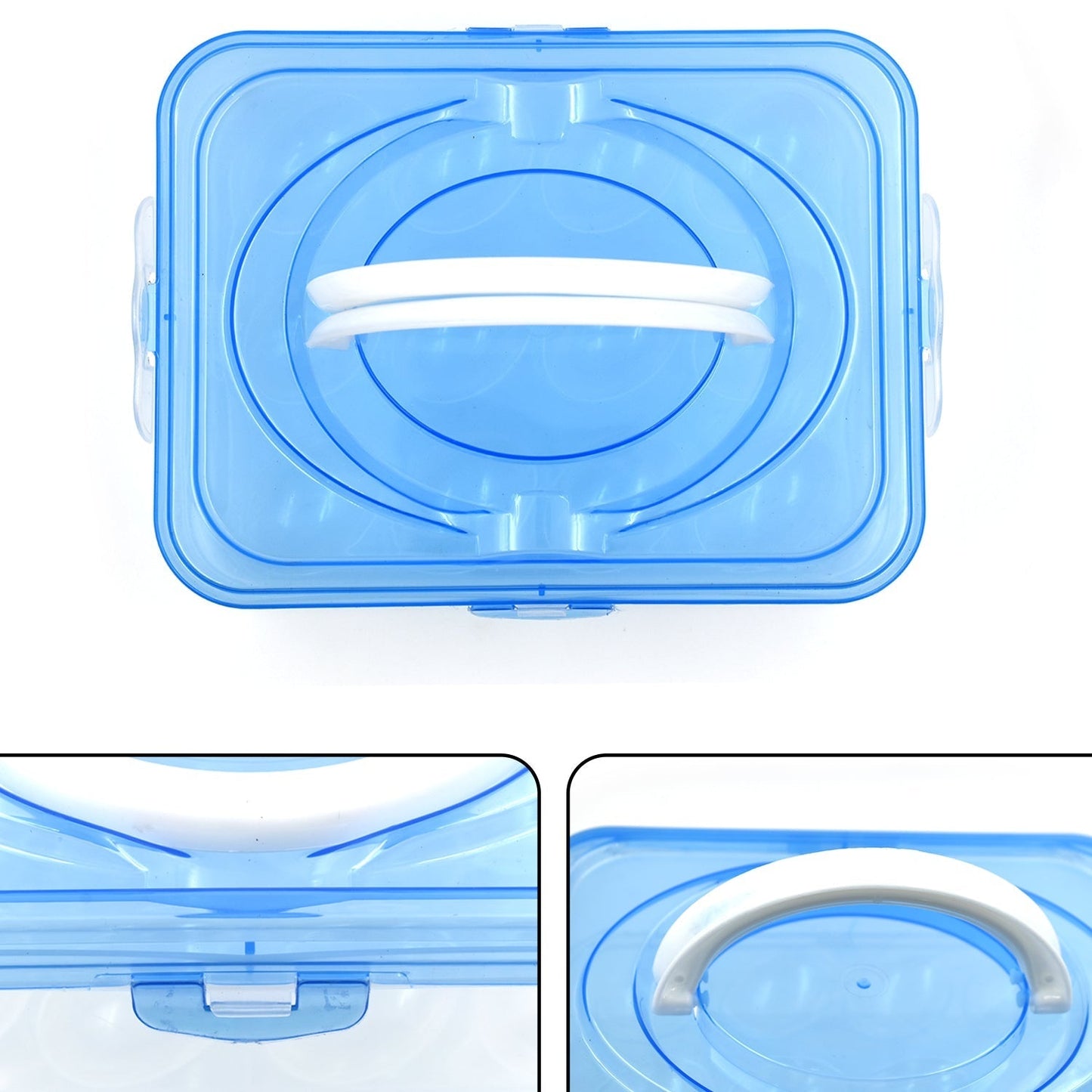 Plastic egg holder with 12 sections for storing eggs safely in the refrigerator