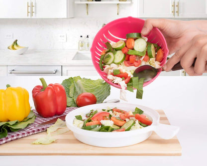 Efficient salad maker bowl with cutting feature