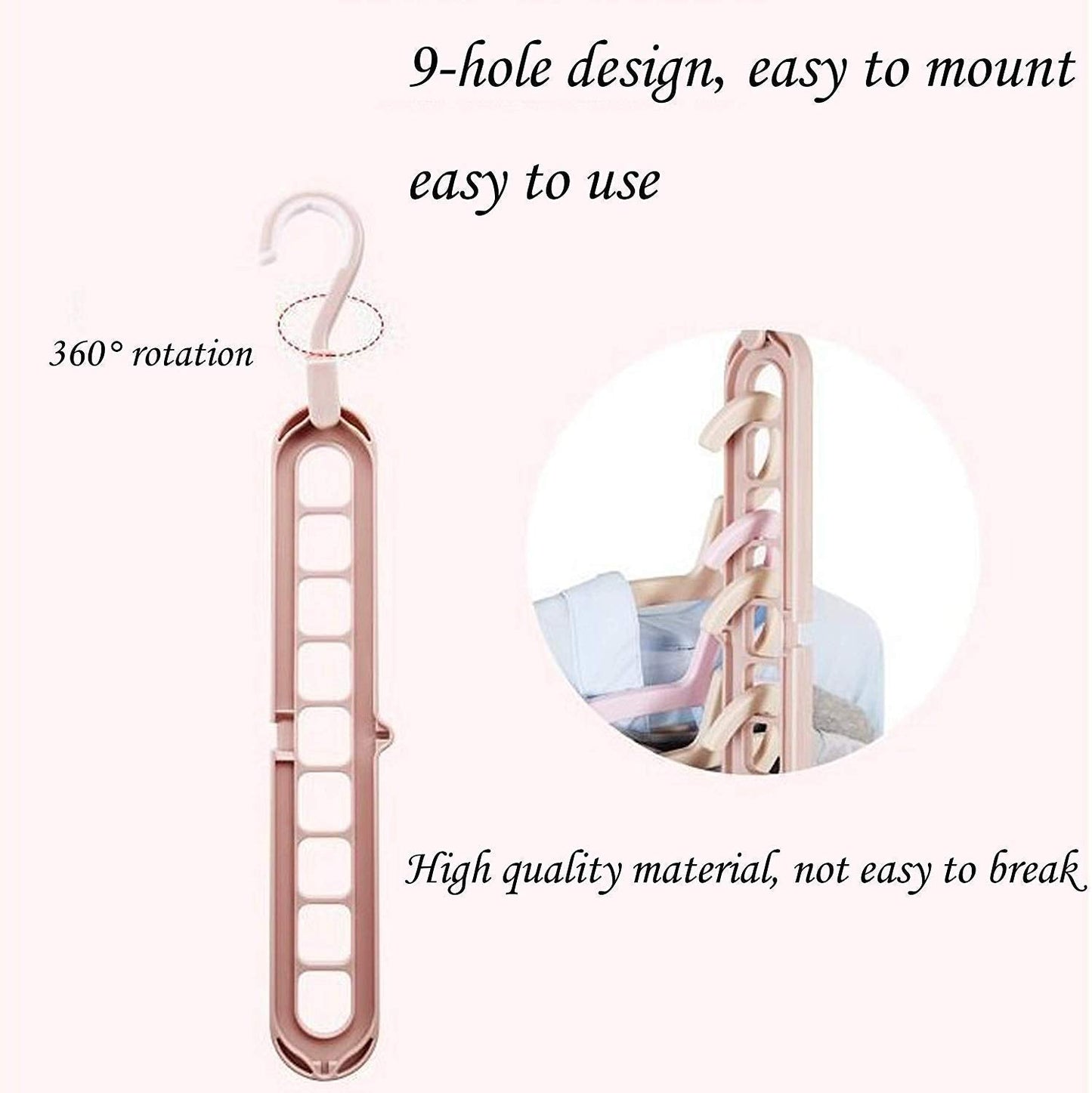 Magic wardrobe hangers with nine holes and foldable design.