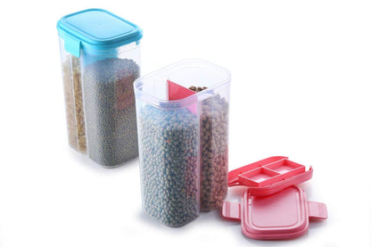 Transparent cereal storage container with sections