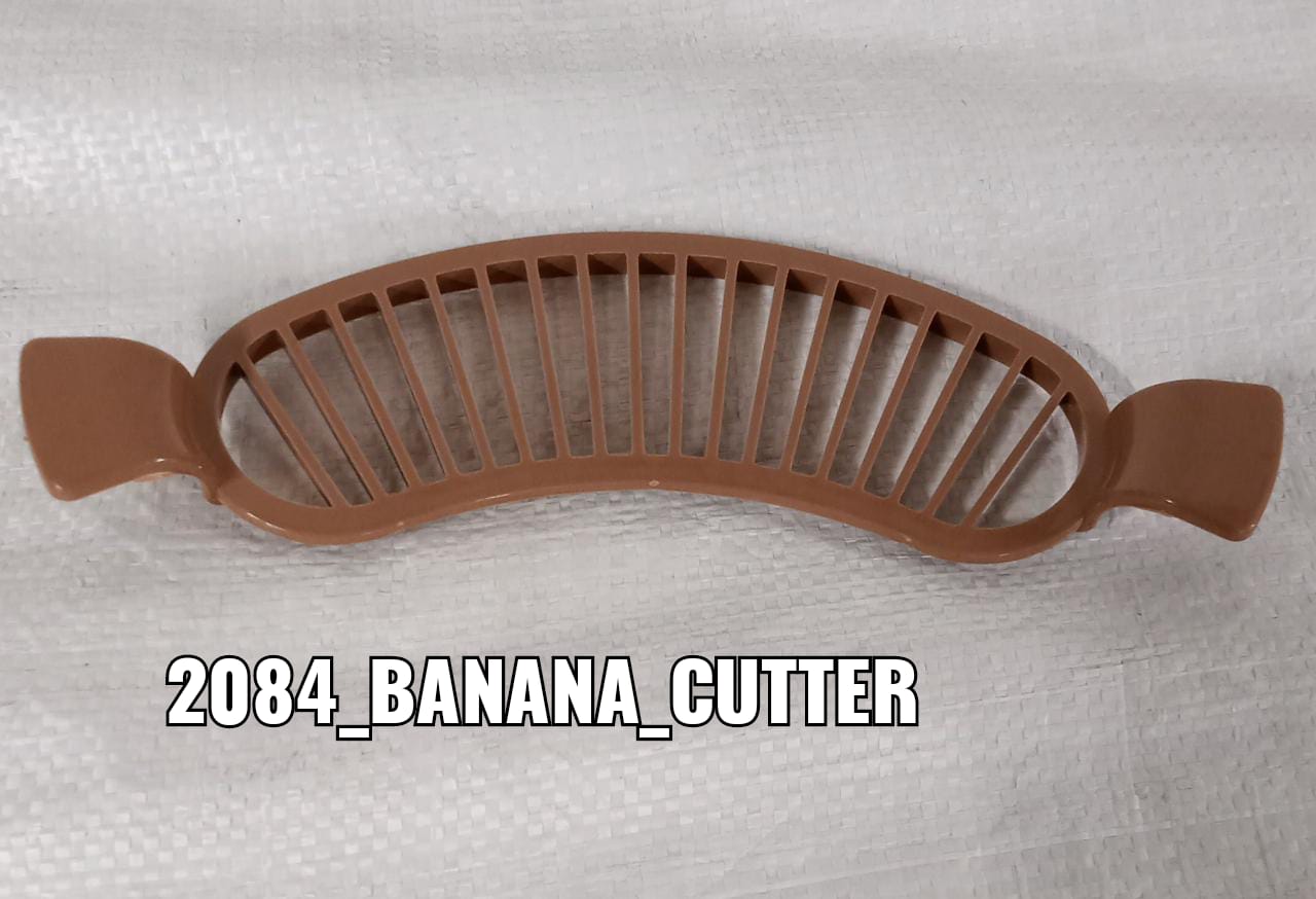 Handy plastic banana cutter with comfortable handle.