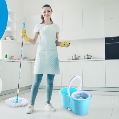 Plastic mop bucket with self-spin wringing and 2 absorbers for home and office cleaning, different angles.