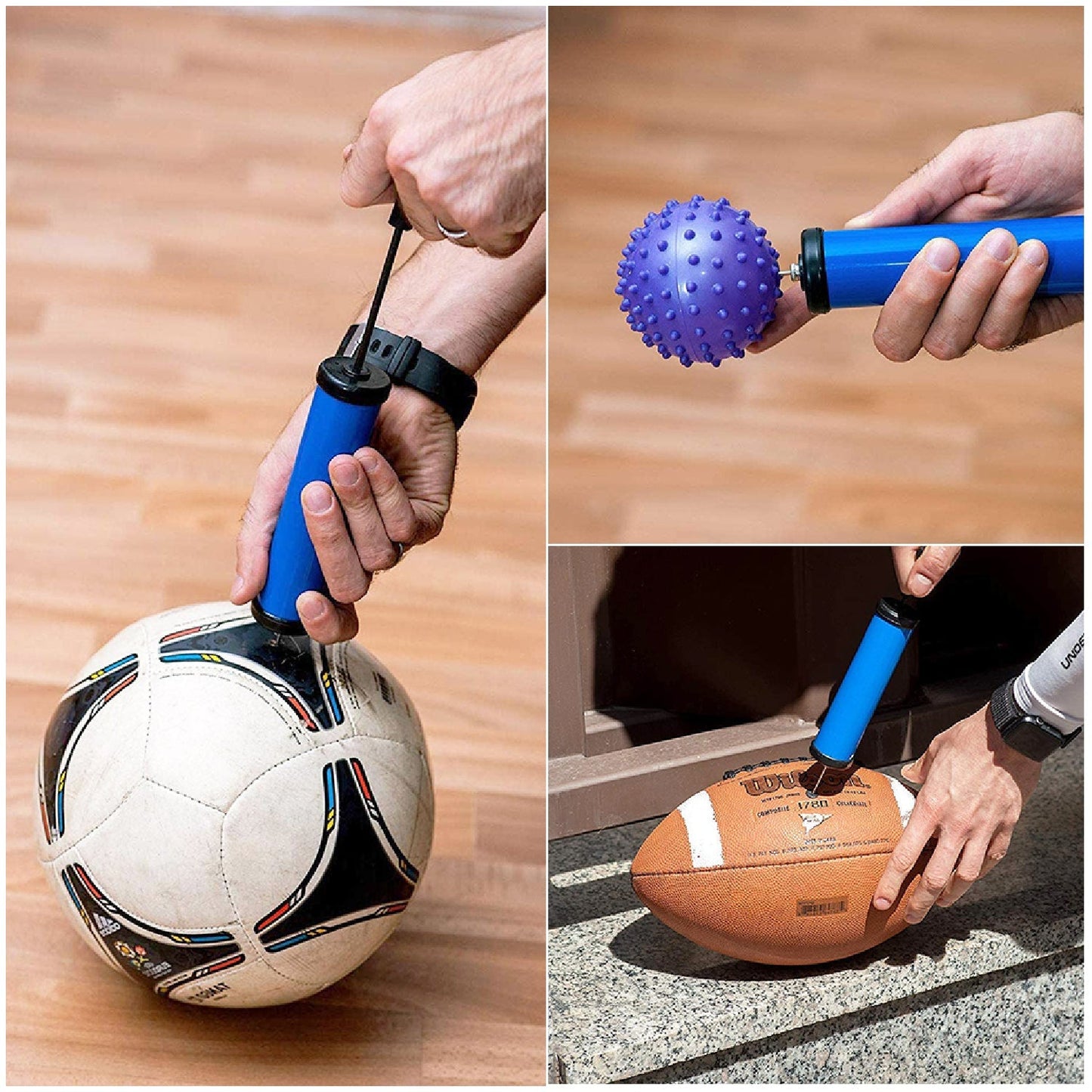 Plastic pump for different types of sports balls.