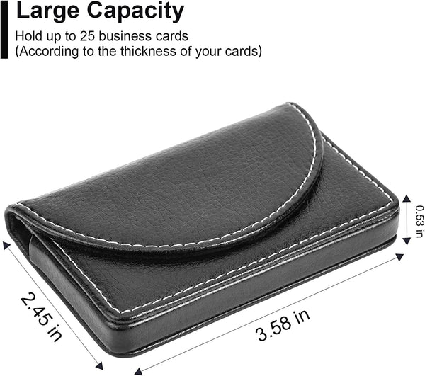 Business Card Holder, PU Leather Business Card Case Pocket Credit Card Holders, Slim Name Card Holder Magnetic Shut Business Card Carrier for Men or Women, Home & Office,