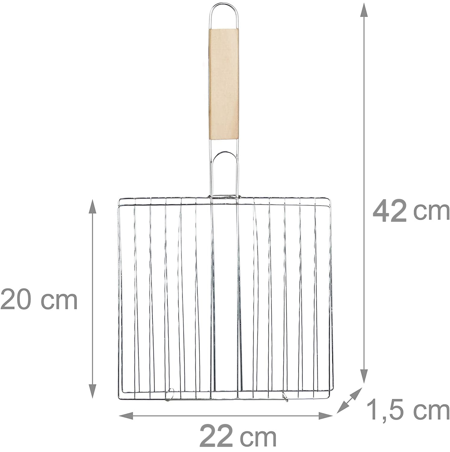 Square grill for papad and barbecue with wooden handle