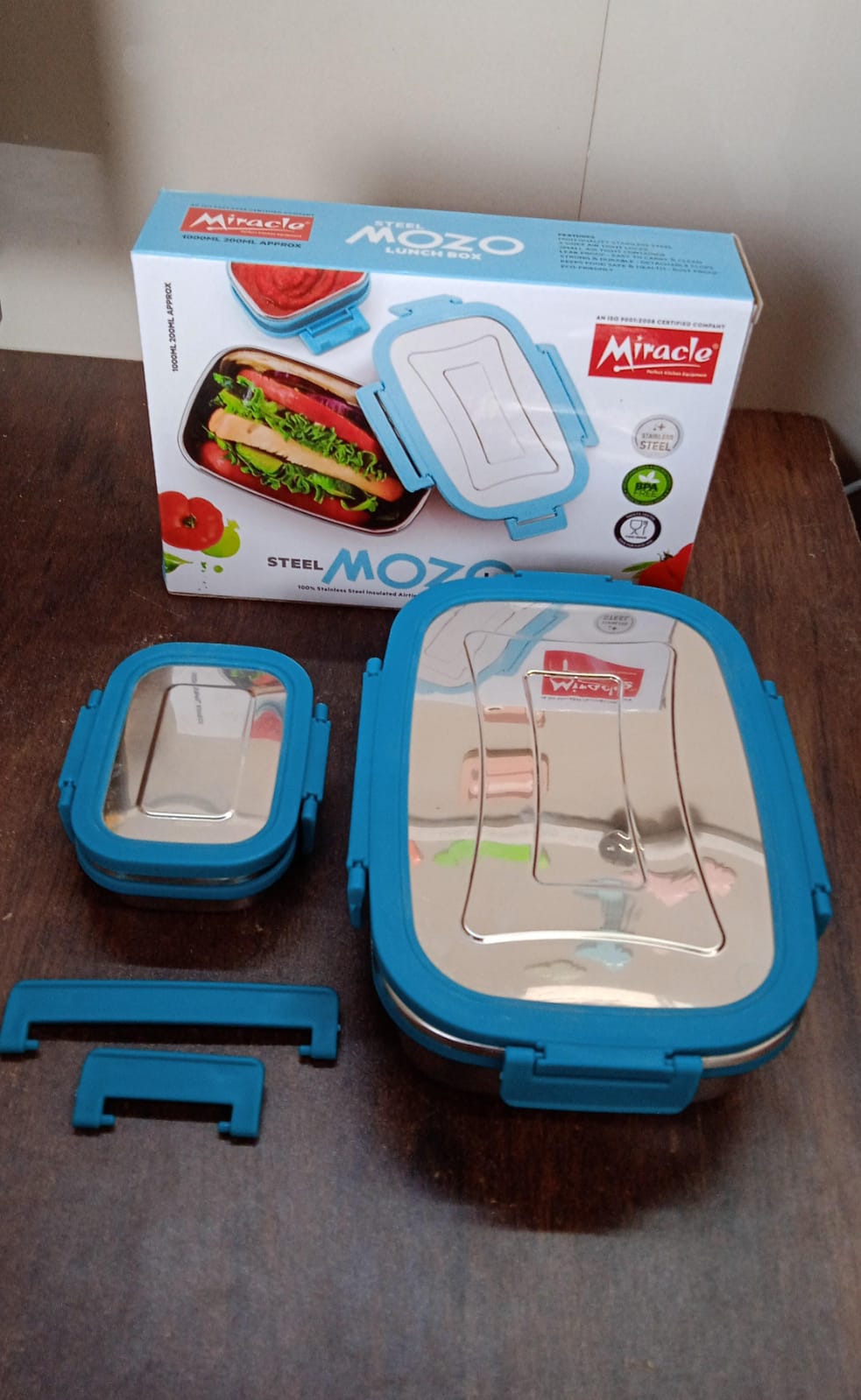 Premium Stainless Steel Lunch Box for Kid, 2 Containers Lunch Box, Perfect Size Meal Lunch Box Set for Office, School and Travelling Tiffin Box  (1000 ML+ 200 ML Approx)