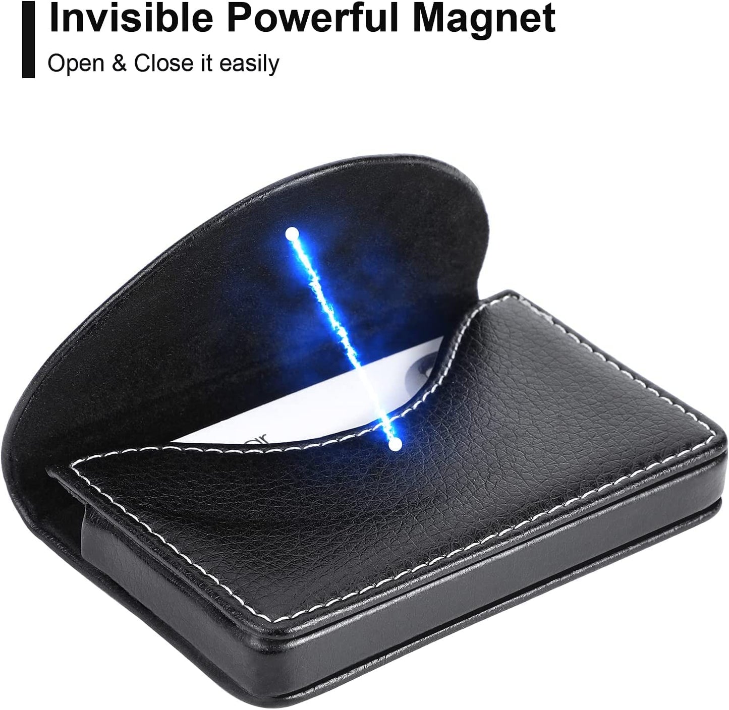 Business Card Holder, PU Leather Business Card Case Pocket Credit Card Holders, Slim Name Card Holder Magnetic Shut Business Card Carrier for Men or Women, Home & Office,