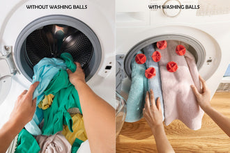 Set of washing balls for laundry without detergent.