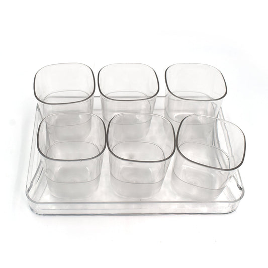 6-piece glasses set with tray, includes water, juice, beer, and wine glasses.