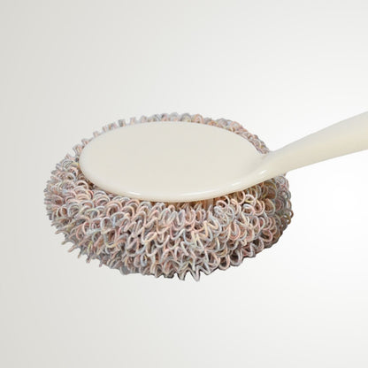 Long-handled cleaning brush with extra head for kitchen use