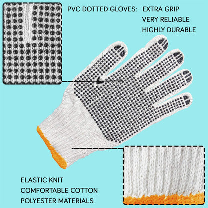 Unisex raw white knitted cotton hand gloves, comfortable and durable.