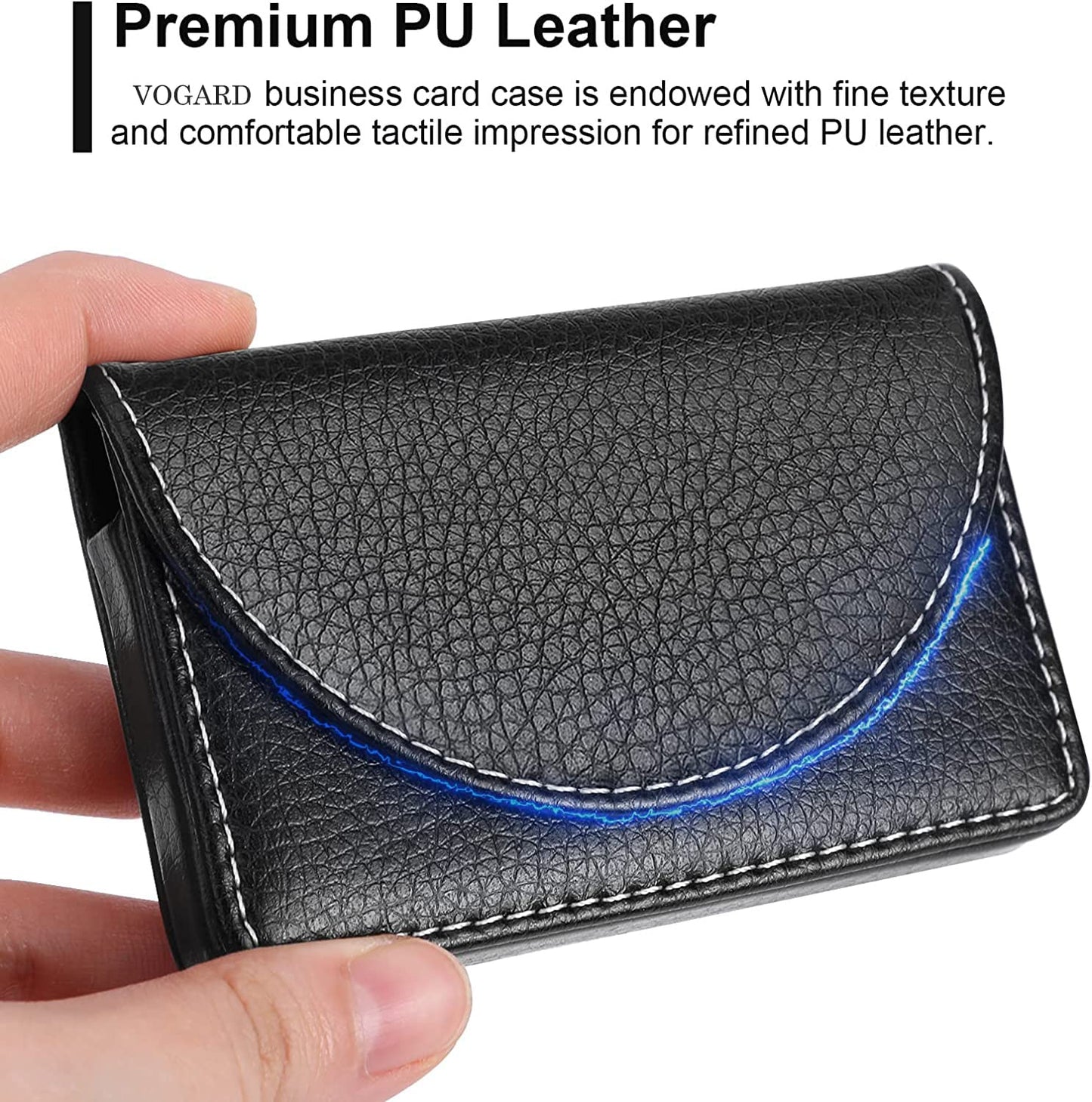 Business Card Holder, PU Leather Business Card Case Pocket Credit Card Holders, Slim Name Card Holder Magnetic Shut Business Card Carrier for Men or Women, Home & Office,