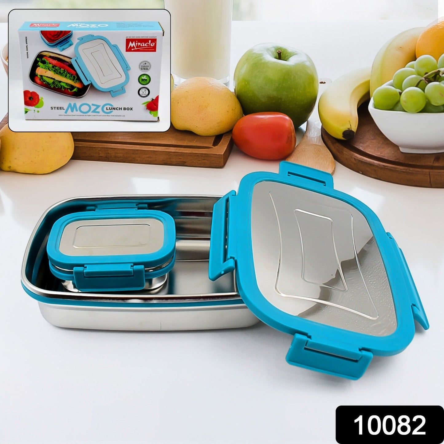 Premium Stainless Steel Lunch Box for Kid, 2 Containers Lunch Box, Perfect Size Meal Lunch Box Set for Office, School and Travelling Tiffin Box  (1000 ML+ 200 ML Approx)