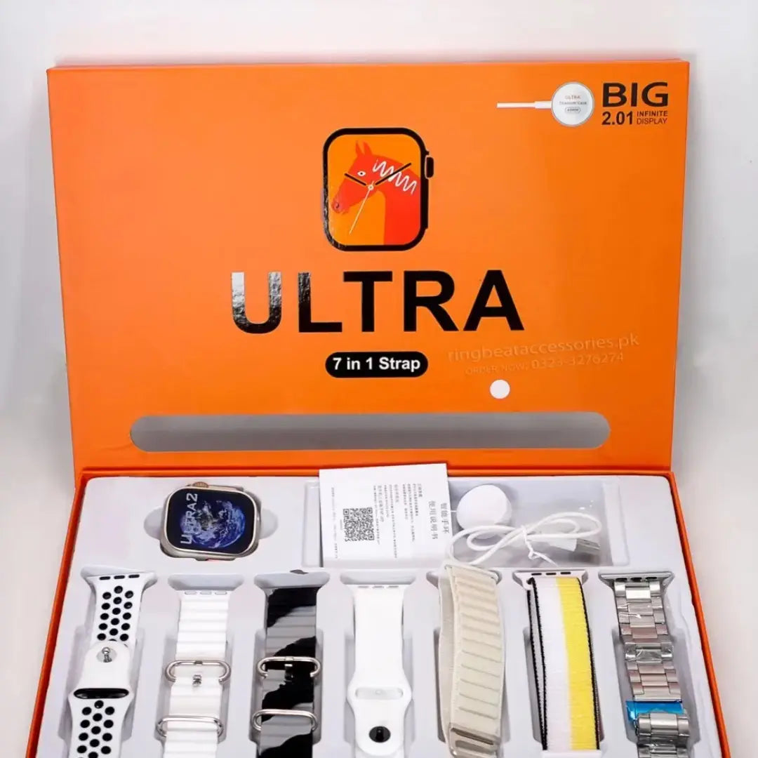 7 in 1 Ultra Sport Version Watch 49 MM BT Calling 7 Belt for Men & Women