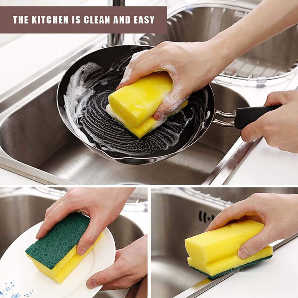 Dual-sided scrub sponge, 2 in 1, for kitchen and sink