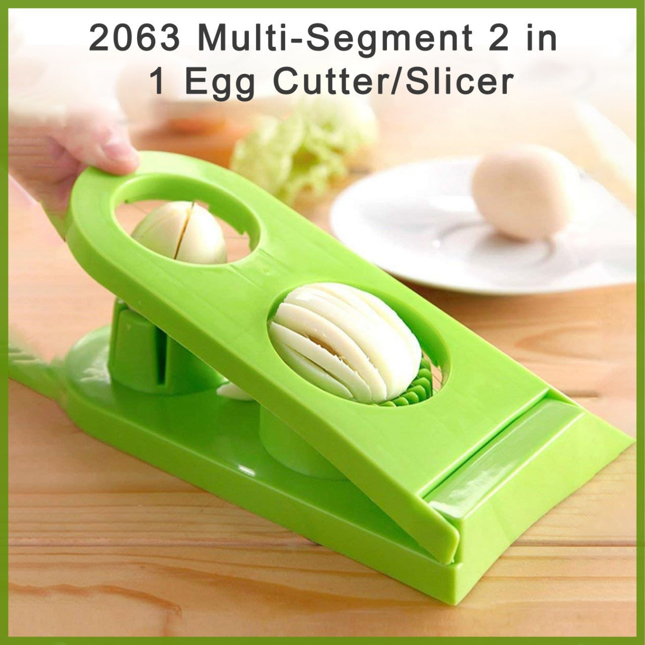 2-in-1 egg cutter and slicer with multiple segments for easy egg preparation.