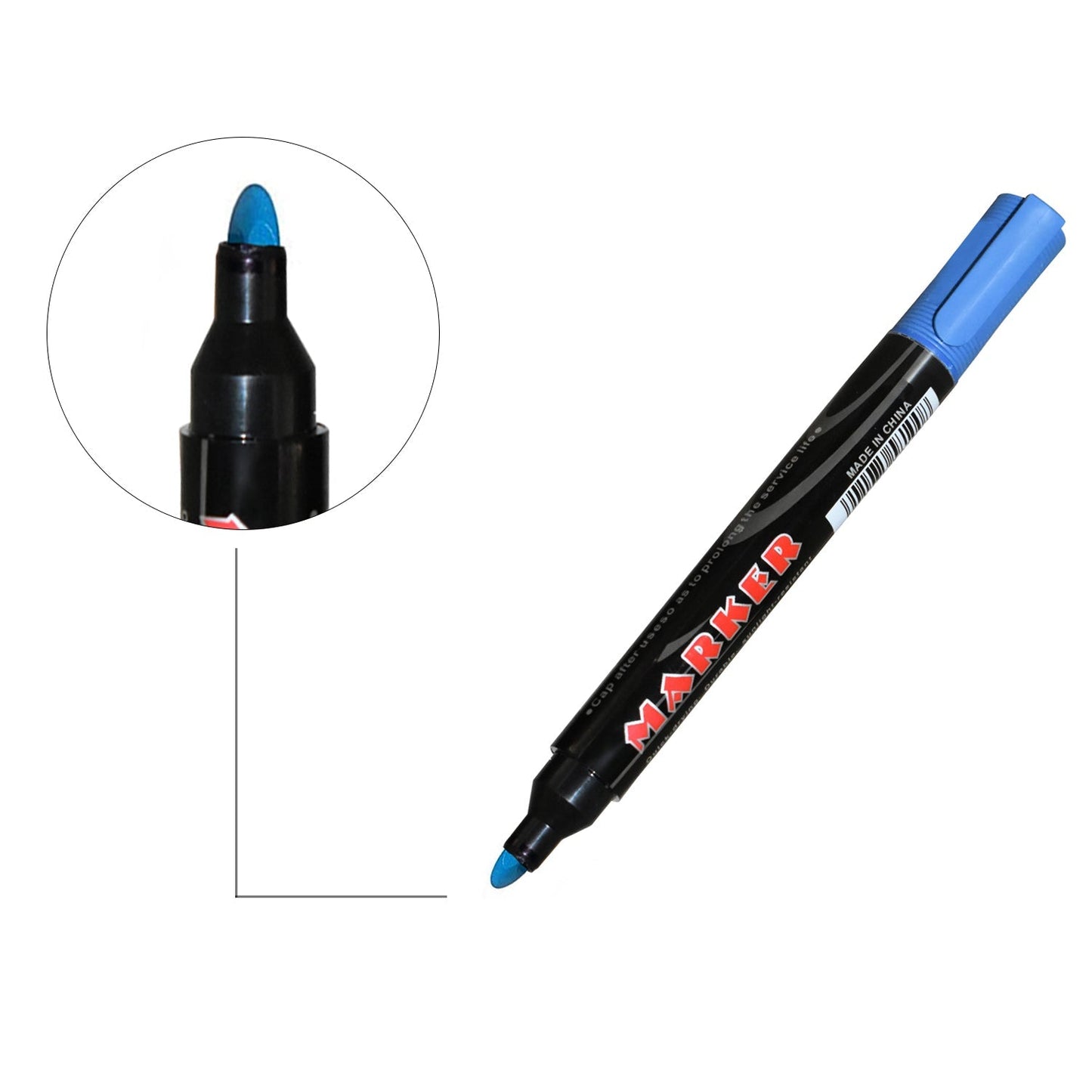 Blue whiteboard marker pack with multiple markers in box