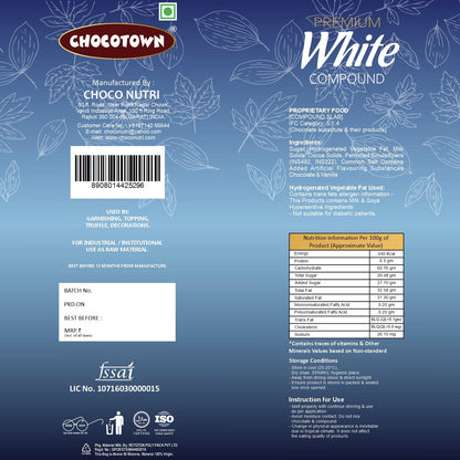 Chocotown Premium White Choco Compound Slab, 500gm