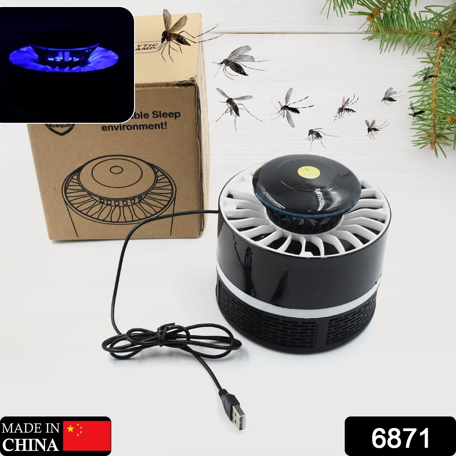 Insect killing lamp with USB power, 5W, smart optical control for effective mosquito elimination.