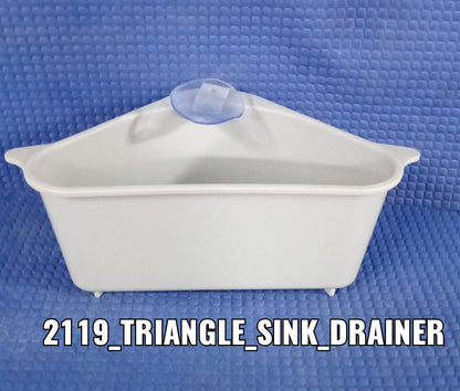 Sink drainer shelf with triangular shape and storage options