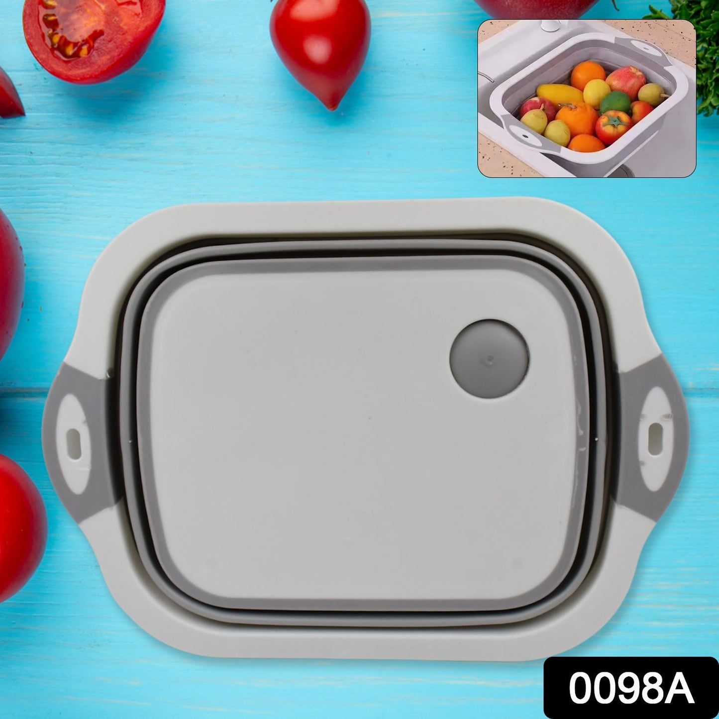 Cutting board with collapsible dish tub