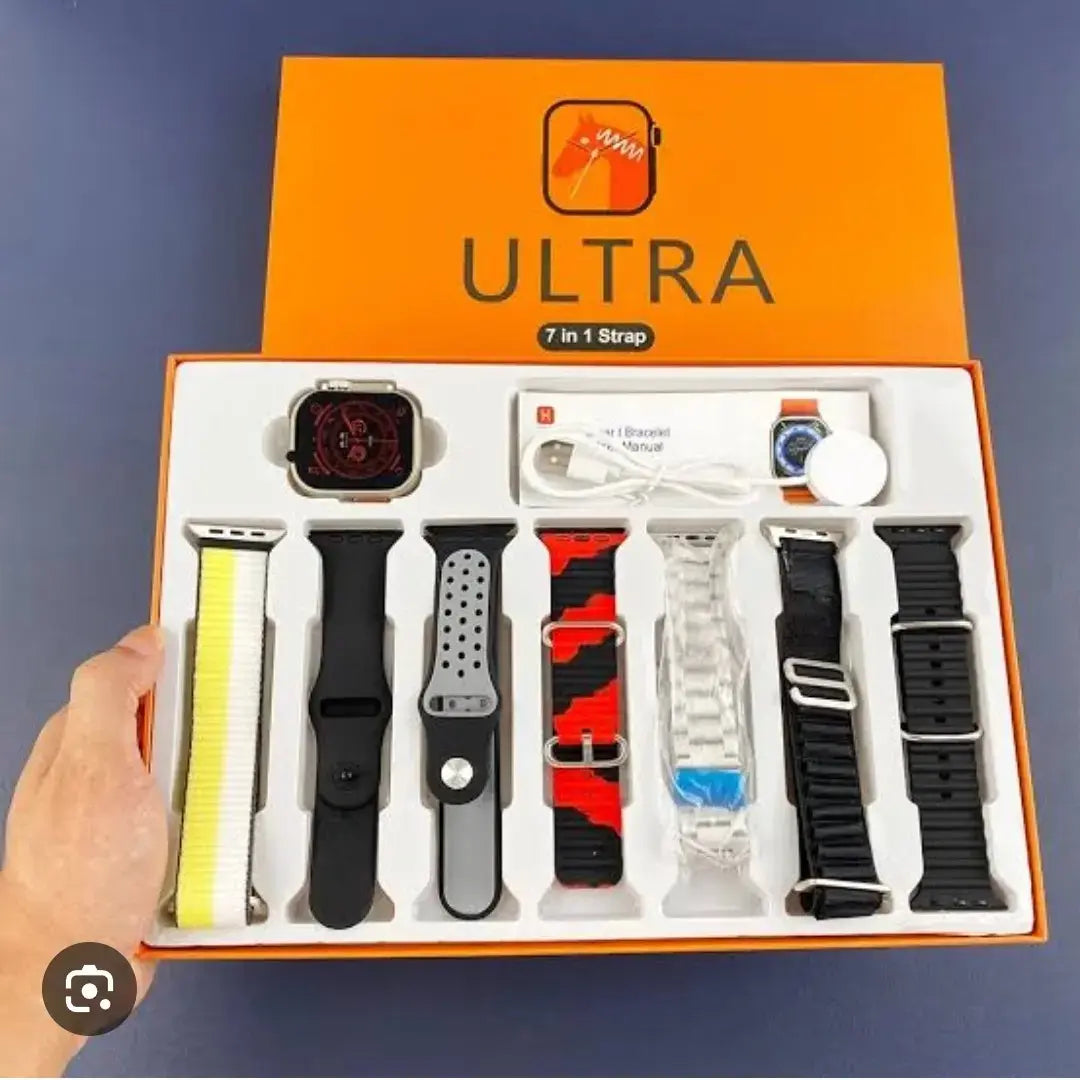7 in 1 Ultra Sport Version Watch 49 MM BT Calling 7 Belt for Men & Women